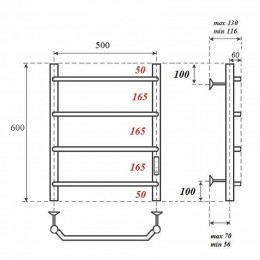 Полотенцесушитель электрический Point PN06856 П4 500x600 хром