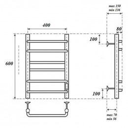 Полотенцесушитель электрический Point PN90846B П6 400x600 черный