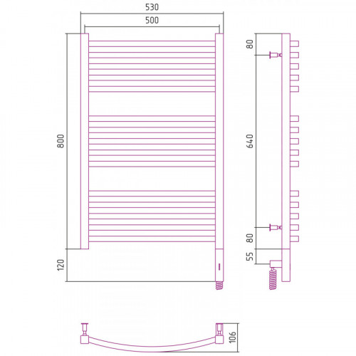 Электрический полотенцесушитель Сунержа Аркус 3.0 30-5705-8050 80х50 R матовый белый