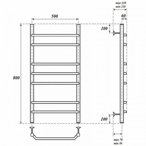 Полотенцесушитель водяной Point PN07158 П7 500x800 хром