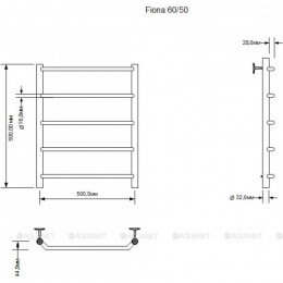 Полотенцесушитель водяной Aquanet Fiona 600x500, хром 00266736