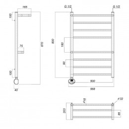 Полотенцесушитель электрический Domoterm Медея сп2 П8 500x800 EL хром