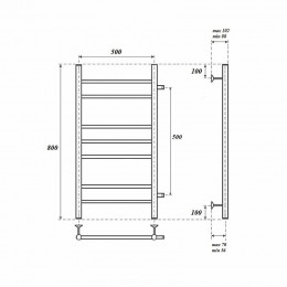 Полотенцесушитель водяной Point PN10558 П7 500x800 с боковым подключением хром