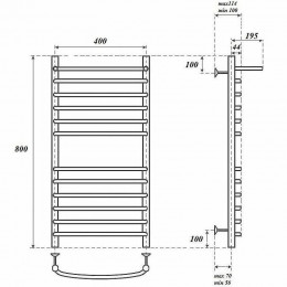 Полотенцесушитель водяной Point PN05148SP П11 400x800 хром