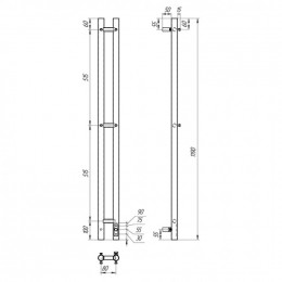 Полотенцесушитель электрический Point PN12812B (1200х80 мм, черный, диммер справа)