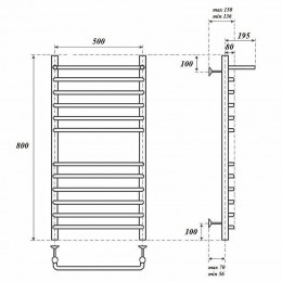 Полотенцесушитель водяной Point PN09158SP П11 500x800 с полкой хром