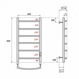 Полотенцесушитель электрический Point PN04848 П6 400x800 хром