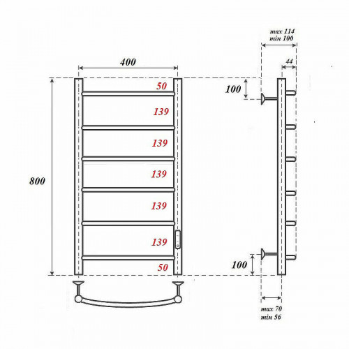 Полотенцесушитель электрический Point PN04848 П6 400x800 хром