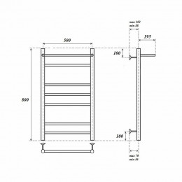 Полотенцесушитель водяной Point PN10158P П6 500x800 с полкой хром