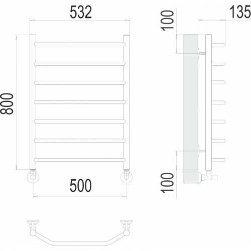 Водяной полотенцесушитель Terminus Виктория П8 500х800