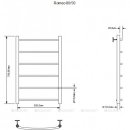 Полотенцесушитель водяной Aquanet Romeo 800x500, хром 00266725