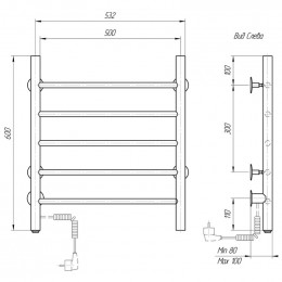 Полотенцесушитель электрический Domoterm Аврора DMT 109-5 50*60 EK L
