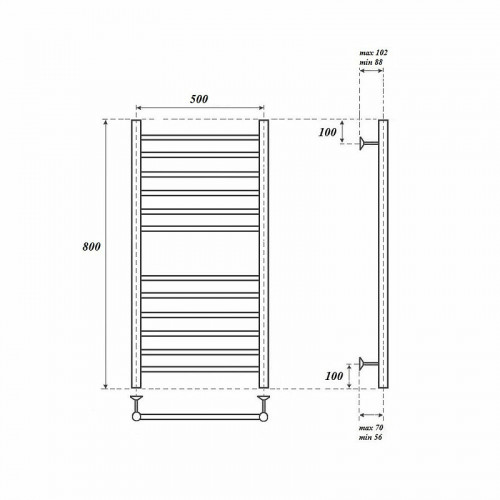 Полотенцесушитель электрический Point PN10158SE П12 500x800 левый/правый хром