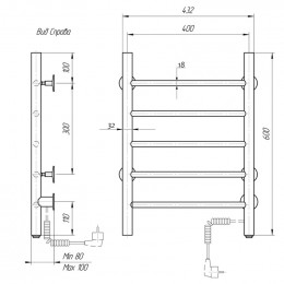 Полотенцесушитель электрический Domoterm Классик DMT 109-5 40*60 EK R