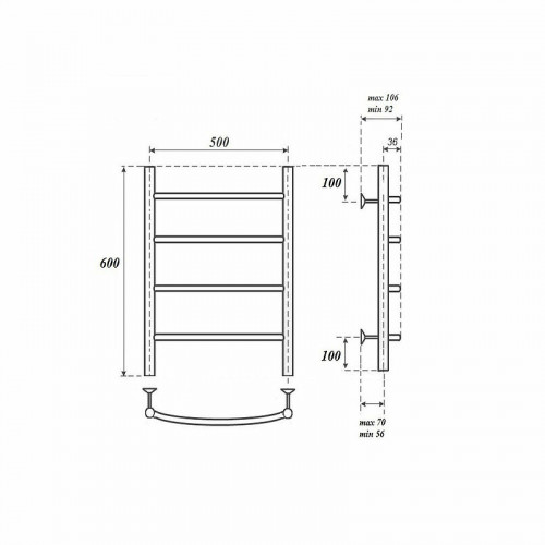 Полотенцесушитель электрический Point PN04156E П4 500x600 левый/правый хром