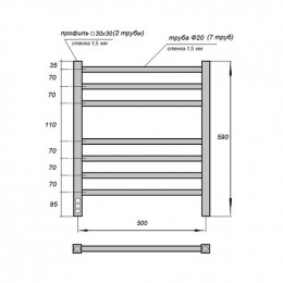 Полотенцесушитель электрический Point PN70756BR (500х600 мм, бронза, диммер слева)