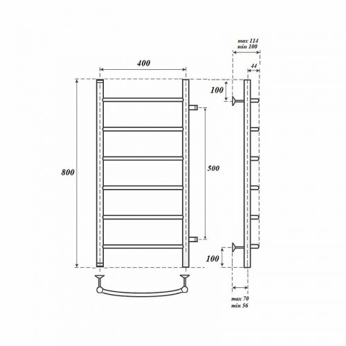 Полотенцесушитель водяной Point PN04548 П6 400x800 хром