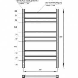 Полотенцесушитель электрический Point PN70758W П9 500x800 белый