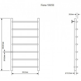 Полотенцесушитель Aquanet Fiona 281996 100х50 правый хром