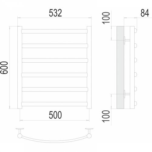 Водяной полотенцесушитель Terminus Атланта+ П6 500х600