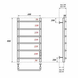 Полотенцесушитель электрический Point PN08848 П6 400x800 хром