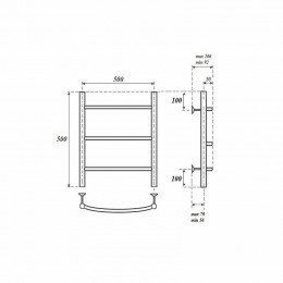 Полотенцесушитель электрический Point PN04155E П3 500x500 левый/правый хром