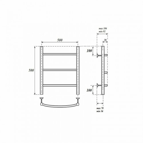 Полотенцесушитель электрический Point PN04155E П3 500x500 левый/правый хром