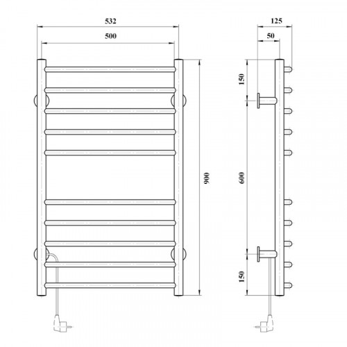 Полотенцесушитель электрический Domoterm Аврора DMT 109-10 50*90 EK L