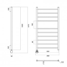 Полотенцесушитель электрический Domoterm Медея П10 500x1000 EL