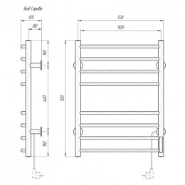 Полотенцесушитель электрический Domoterm DMT Классик 109-8 50x70 TBOX EK R правый хром