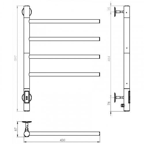Электрический полотенцесушитель Vincea VTD-1S1CGE 43x60 графит