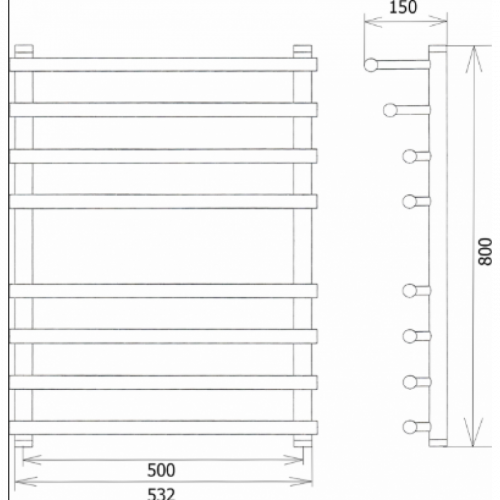 Полотенцесушитель электрический Двин F primo electro 80x50 1"-3/4"-1/2"