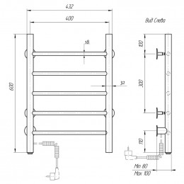 Полотенцесушитель электрический Domoterm Классик DMT 109-5 40*60 EK L