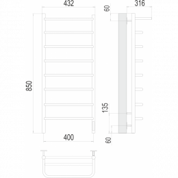 Электрический полотенцесушитель Terminus Полка П8 400х850