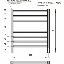 Полотенцесушитель электрический Point PN71856W П7 500x600 белый