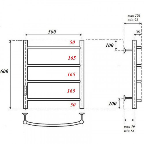 Полотенцесушитель электрический Point PN04756W П4 500x600 белый