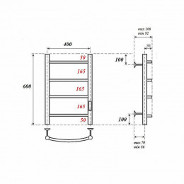 Полотенцесушитель электрический Point PN04846 П4 400x600 хром