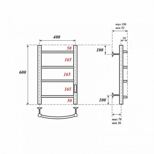 Полотенцесушитель электрический Point PN04846 П4 400x600 хром