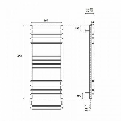 Полотенцесушитель водяной Point PN90158S П12 500x800 хром