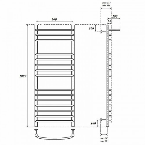 Полотенцесушитель водяной Point PN05150SP П14 500x1000 хром