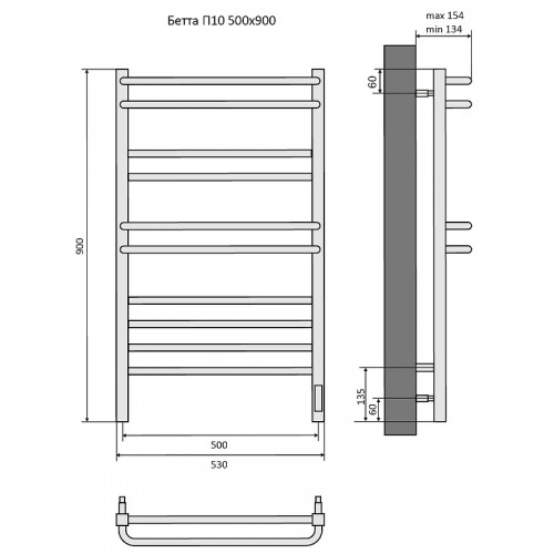 Полотенцесушитель Aquatek Бетта П10 50x90 AQ EL KRC1090CH хром