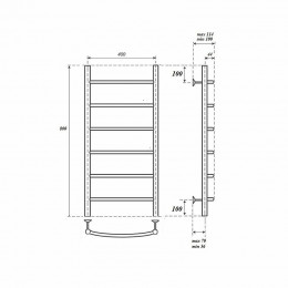 Полотенцесушитель водяной Point PN04148 П6 400x800 хром