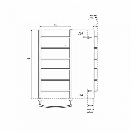 Полотенцесушитель водяной Point PN04148 П6 400x800 хром