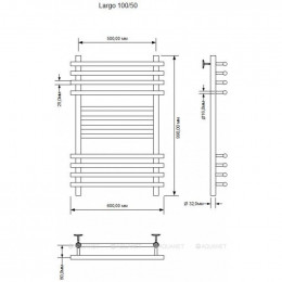 Полотенцесушитель водяной Aquanet Largo 1000x500, хром 00266746