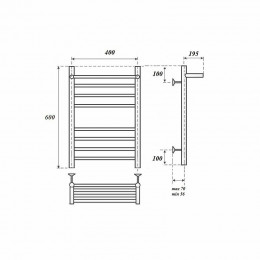 Полотенцесушитель водяной Point PN10146SP П7 400x600 с полкой хром