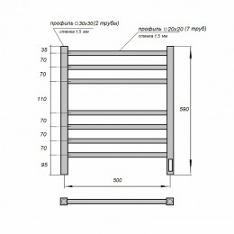 Полотенцесушитель электрический Point PN71856B П7 500x590 черный