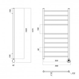 Полотенцесушитель электрический Domoterm Медея П10 500x1000 ER хром