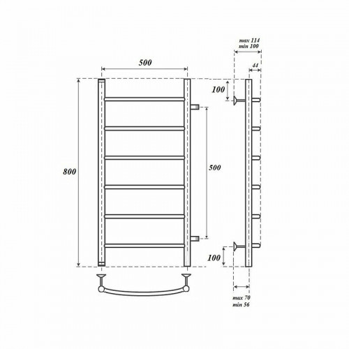 Полотенцесушитель водяной Point PN04558 П6 500x800 хром