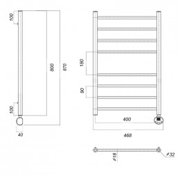 Полотенцесушитель электрический Domoterm Медея П8 400x800 ER хром