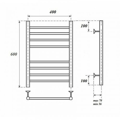 Полотенцесушитель электрический Point PN10146SE П8 400x600 левый/правый хром